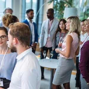 a group of diverse business people at a corporate function