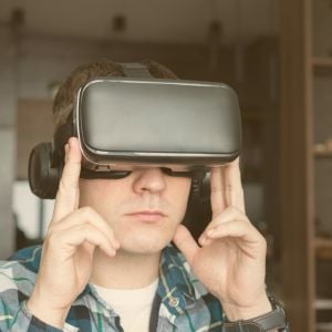 a man with ar goggles on