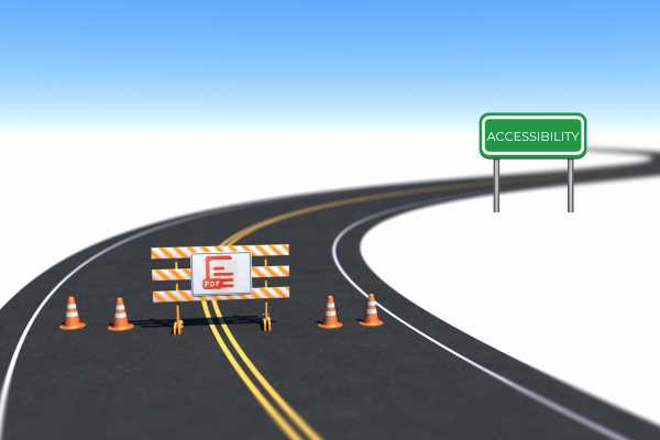 roadblock-sign-with-a-PSF-icon-on-it-on-a-road-with-a-street-sign-for-accessibility-up-ahead